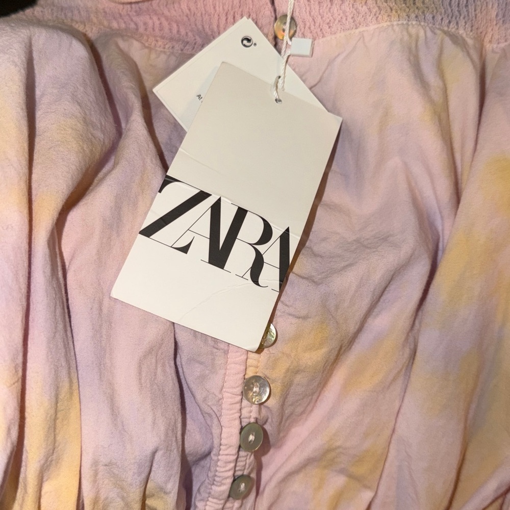 Zara pastel multi color button front blouse - Picture 3 of 3